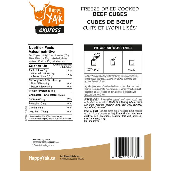 Freeze-Dried Cooked Beef Cubes 6 Freeze-Dried Cooked Beef Cubes