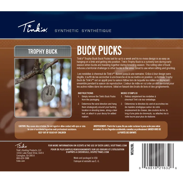 Trophy Buck Deer Synthetic Buck Pucks - Buck - 3/PK 4 Trophy Buck Deer Synthetic Buck Pucks - Buck - 3/PK